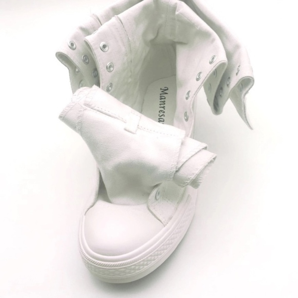 2019 TALL CANVAS LACED UP ZIPPER BOOTS SZ 7.5 - Picture 4 of 7